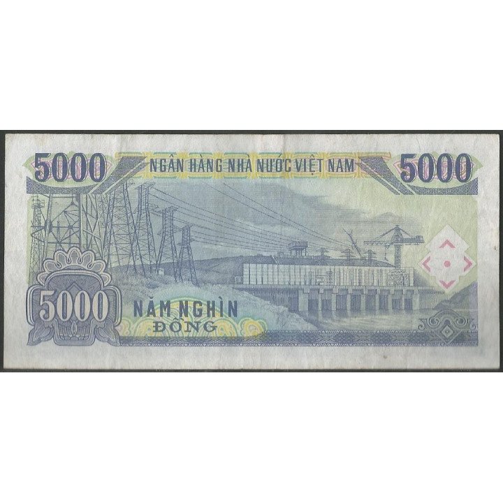 Vietnam 5.000 Dong 1991 P108a reverso