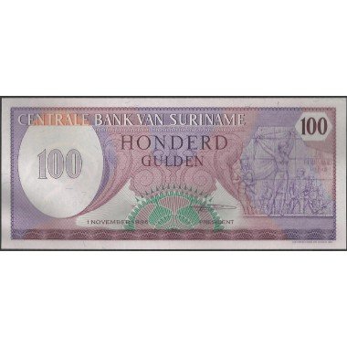 Suriname, 100 Gulden 1 Nov 1985 P128b