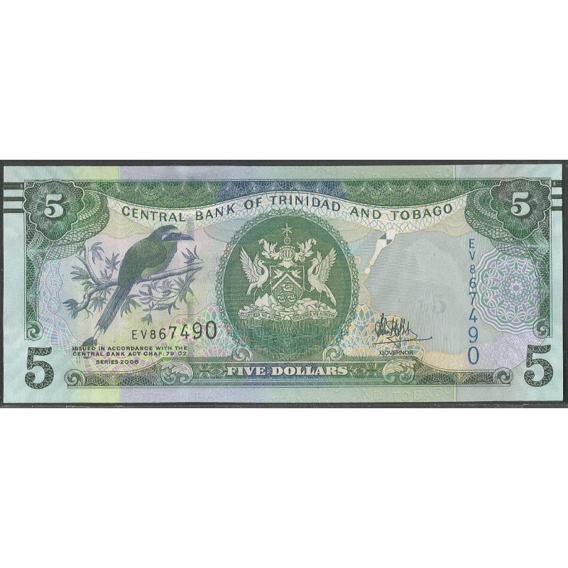 Trinidad y Tobago, 5 Dollars 2006 Firma HilaireP47c