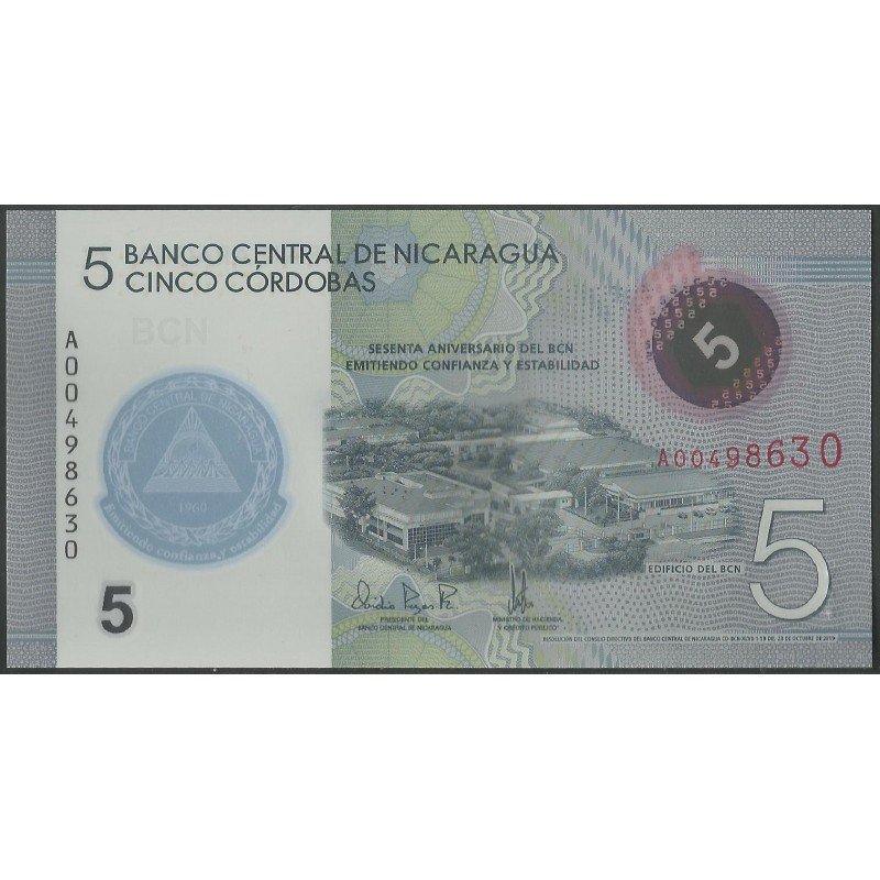 Nicaragua, 5 Cordobas 23 Oct 2019 P219