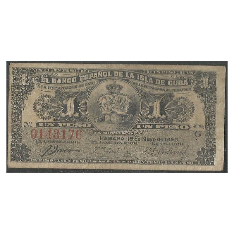 Cuba, 1 Peso 15 May 1896 P47a