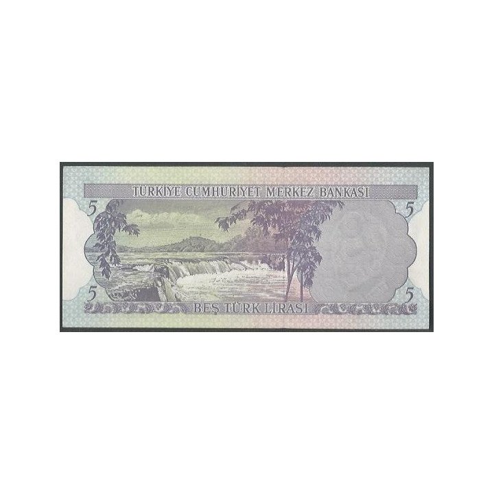 Turkya 5 Liras L1930 (1968) P179-2 reverso