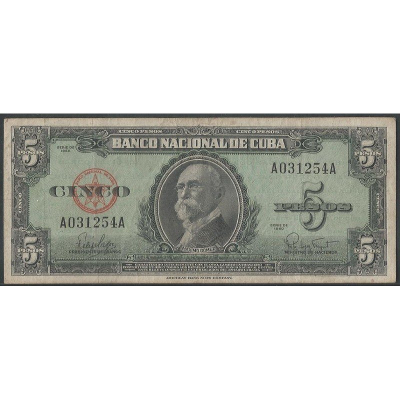 Cuba, 5 Pesos 1960 P92a