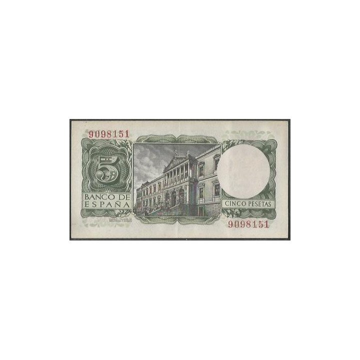 España 5 Pesetas 22 Jul 1954 P146a reverso