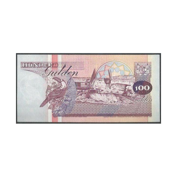 Suriname 100 Gulden 10 Feb 1998 P139b reverso