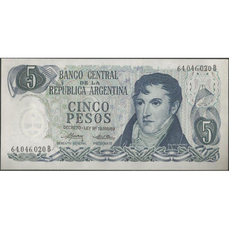 Argentina, 5 Pesos ND1974-6 Serie B P294