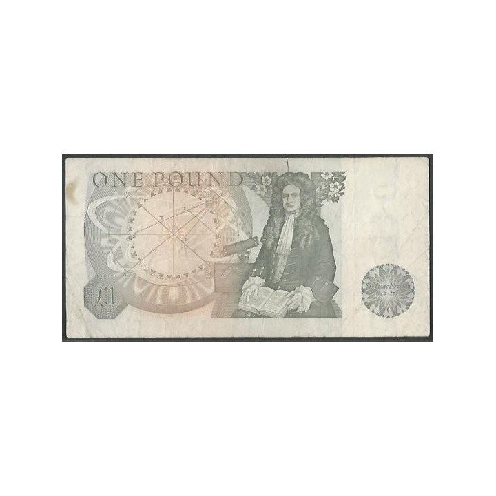 Inglaterra 1 Pound ND1977-80 P377a reverso