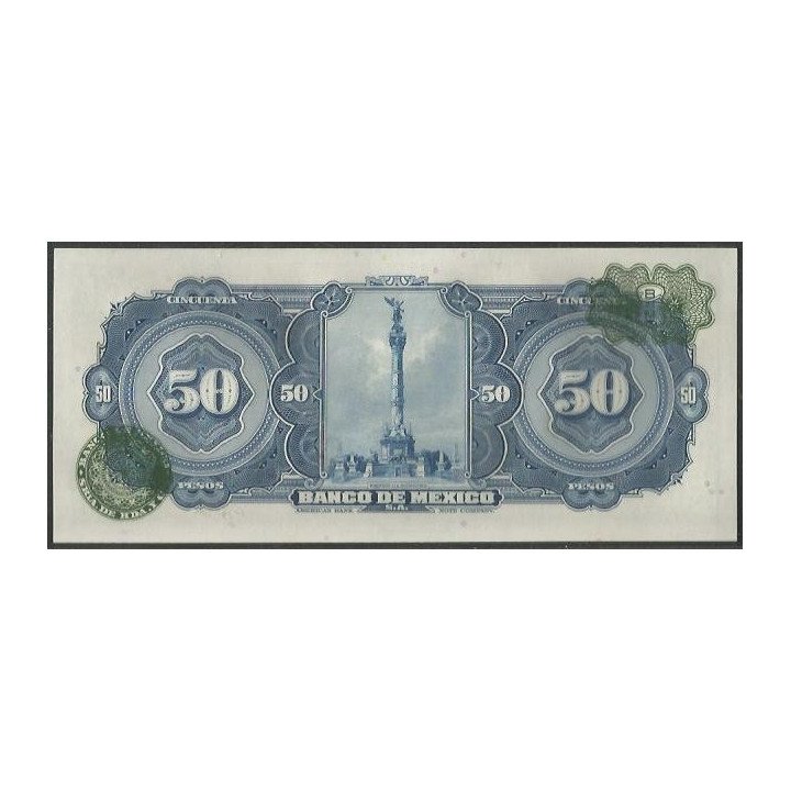 Mexico 50 Pesos 20 May 1959 Serie IQ P49l reverso
