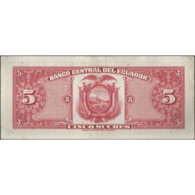 Ecuador, 5 Sucres 1 Ene 1966 HF P100c