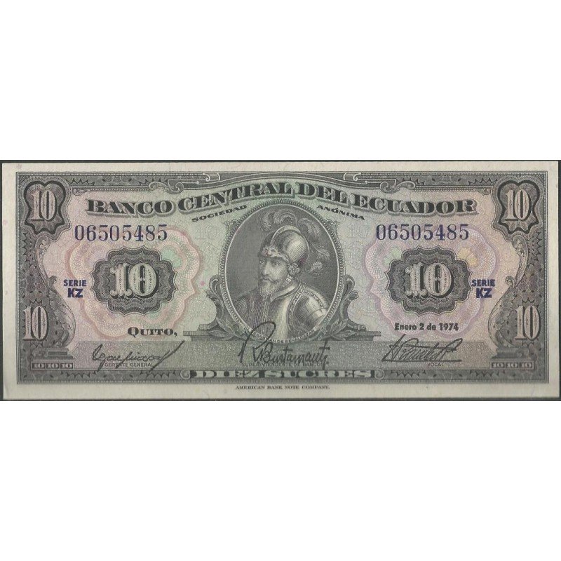 Ecuador, 10 Sucres 2 Ene 1974 KZ P101Ab