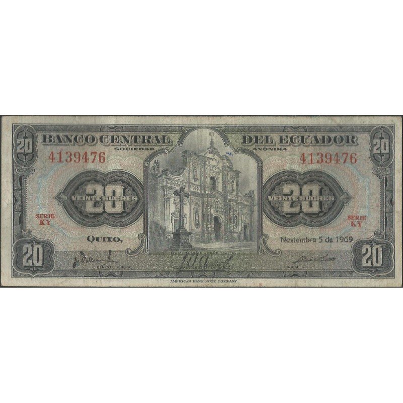 Ecuador, 20 Sucres 5 Nov 1969 KY P103b