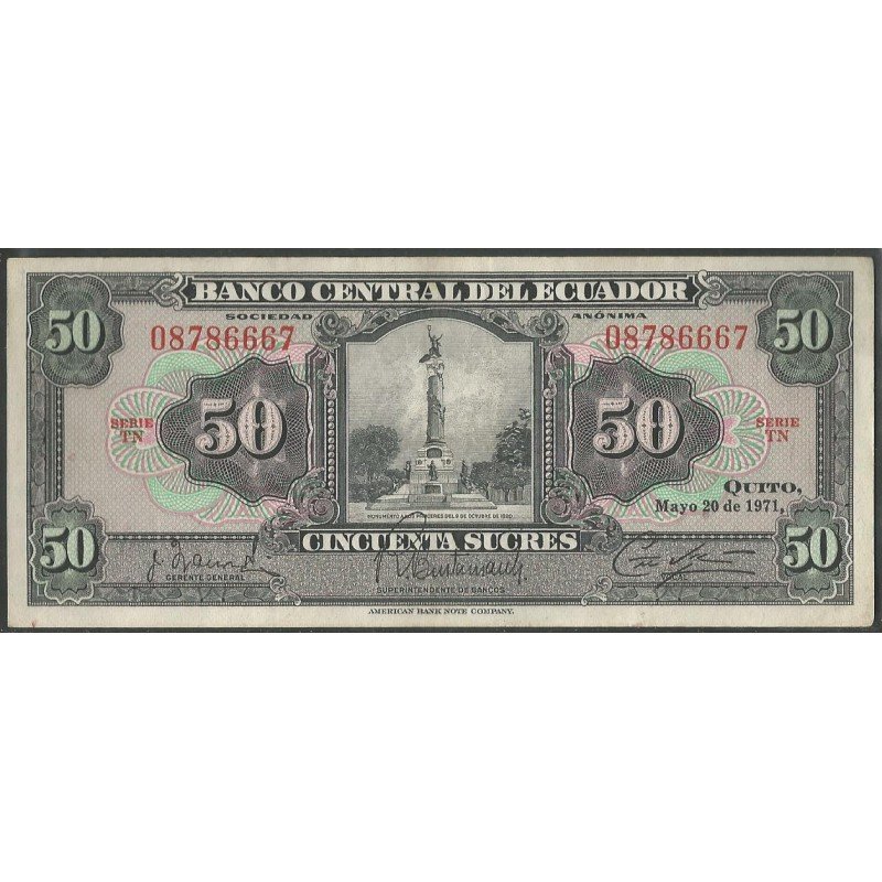 Ecuador, 50 Sucres 20 May 1971 TN P104b