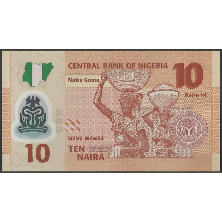 Nigeria 10 Naira 2013 P39d reverso