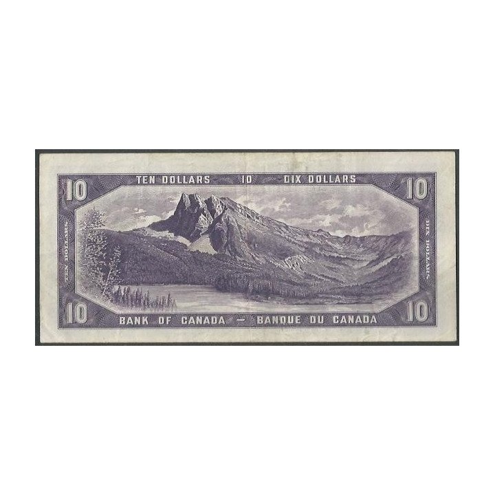 Canada 10 Dollars 1954 (1954-61) P79a reverso