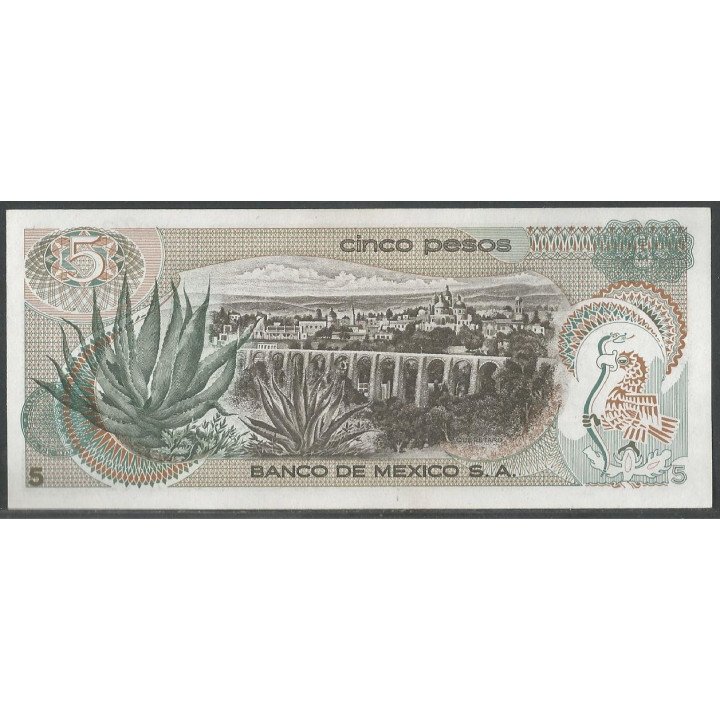 Mexico 5 Pesos 27 Jun 1972 Serie 1AQ P62c reverso
