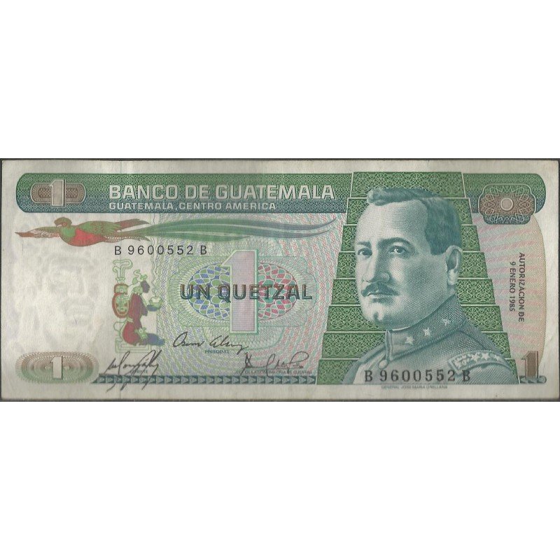 Guatemala, 1 Quetzal 9 Ene 1985 P66