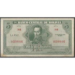 Bolivia 5 Bolivianos L 20 Jul 1928 Serie H4 P129