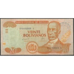 Bolivia 20 Bolivianos L 28 Nov 1986 ND2011 Serie I P239