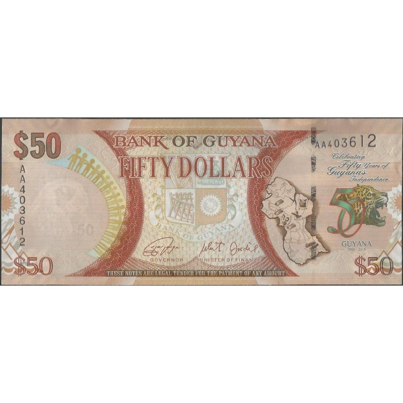 Guyana, 50 Dollars 2016 P41