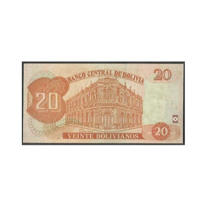 Bolivia 20 Bolivianos L 28 Nov 1986 ND2011 Serie I P239 reverso