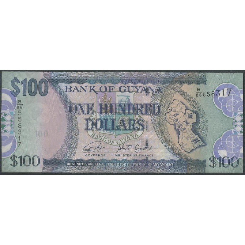 Guyana, 100 Dollars ND2006 Firma 16 P36d