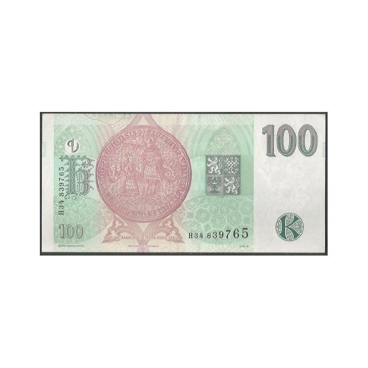 Checa 100 Korun 1997 Serie H P18f reverso