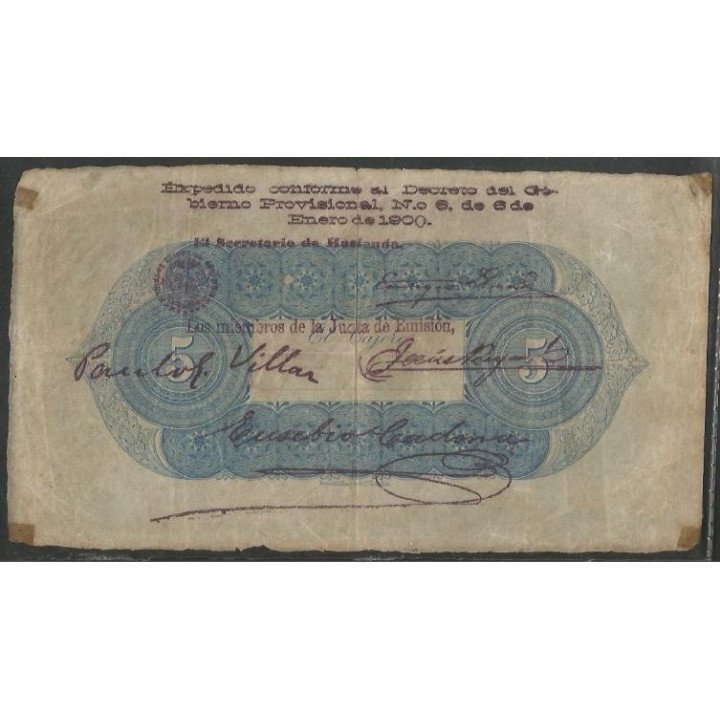 Banco de Santander 5 Pesos 6 Ene 1900 Ps832 reverso
