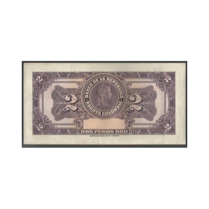 Billete de 2 Pesos 20 Jul 1943 7 Dig BGW085 reverso