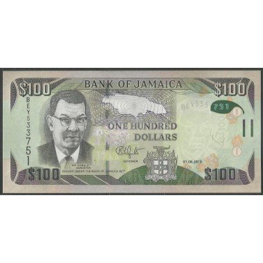 Jamaica, 100 Dollars 1 Jun 2018 P95e