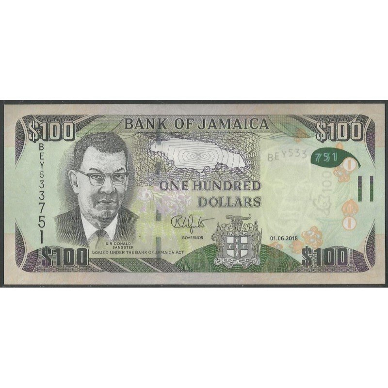 Jamaica, 100 Dollars 1 Jun 2018 P95e