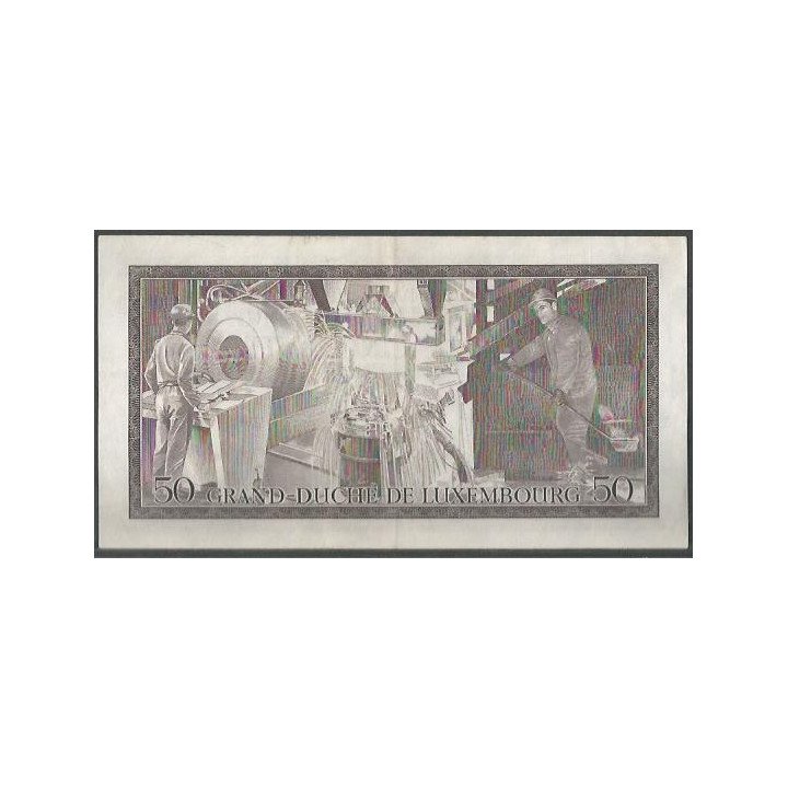 Luxemburgo 50 Francs 25 Ago 1972 P55b reverso