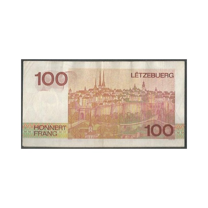 Luxemburgo 100 Francs ND1986 P58 reverso