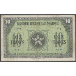 Marruecos 10 Francs 1 May 1943 P25a