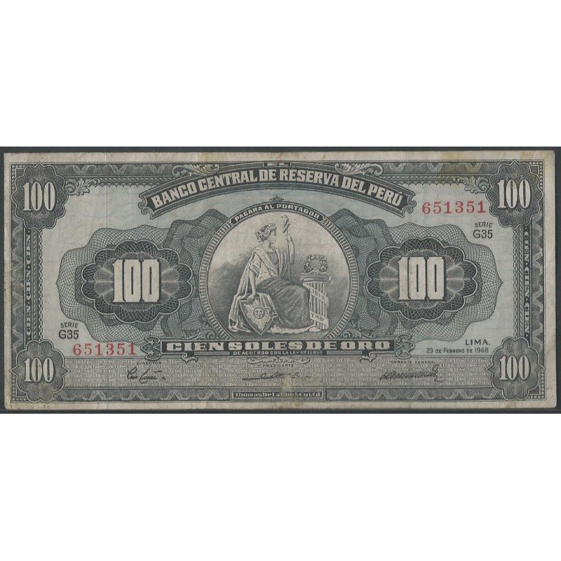 Peru, 100 Soles 23 Feb 1968 P86a