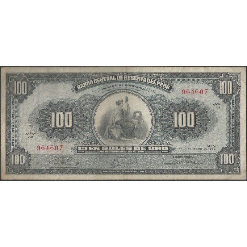 Peru, 100 Soles 12 Sep 1962 P90a