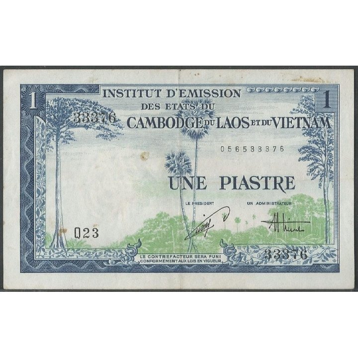 Cambodia - Laos - Vietnam 1 Piastre ND1954 Firma 21 P105