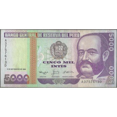 Peru, 5.000 Intis 9 Sep 1988 P139