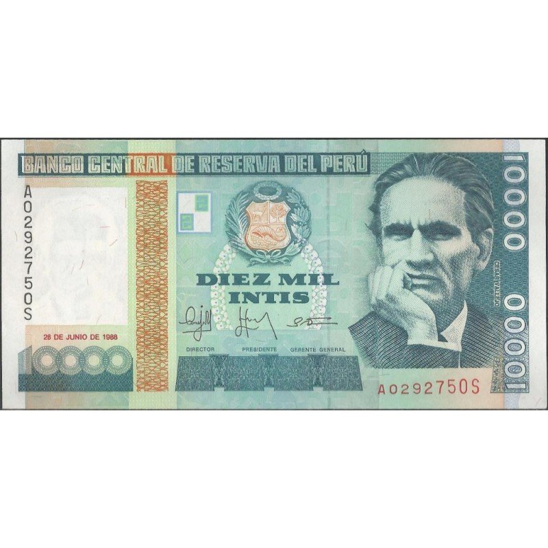 Peru, 10.000 Intis 28 Jun 1988 P140