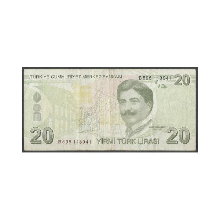 Turkya 20 Liras ND2009 P224b reverso