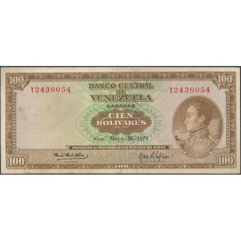 Venezuela, 100 Bolivares 26 May 1970 Y 7 Dig P48g