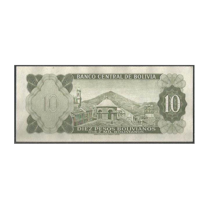 Bolivia 10 Pesos Bolivianos L 13 Jul 1962 Serie X P154a reverso