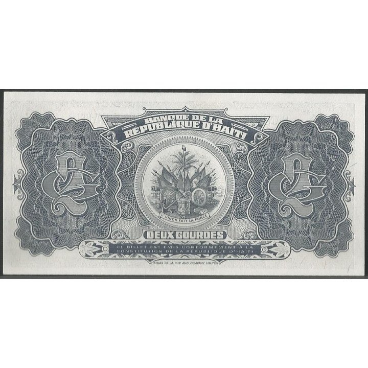 Haiti 2 Gourdes 1992 P260a reverso