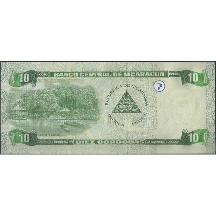 Nicaragua 10 Cordobas 2002 P191 reverso