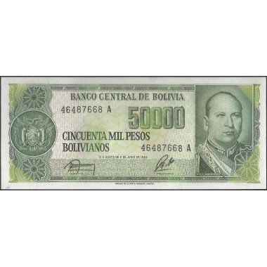 Bolivia, 50.000 Pesos Bolivianos D 5 Jun 1984 SERIE A P170a