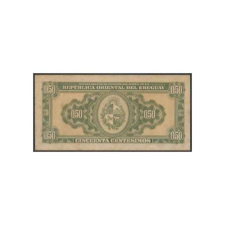 Uruguay 50 Centesimos L1939 Serie Q P34 reverso