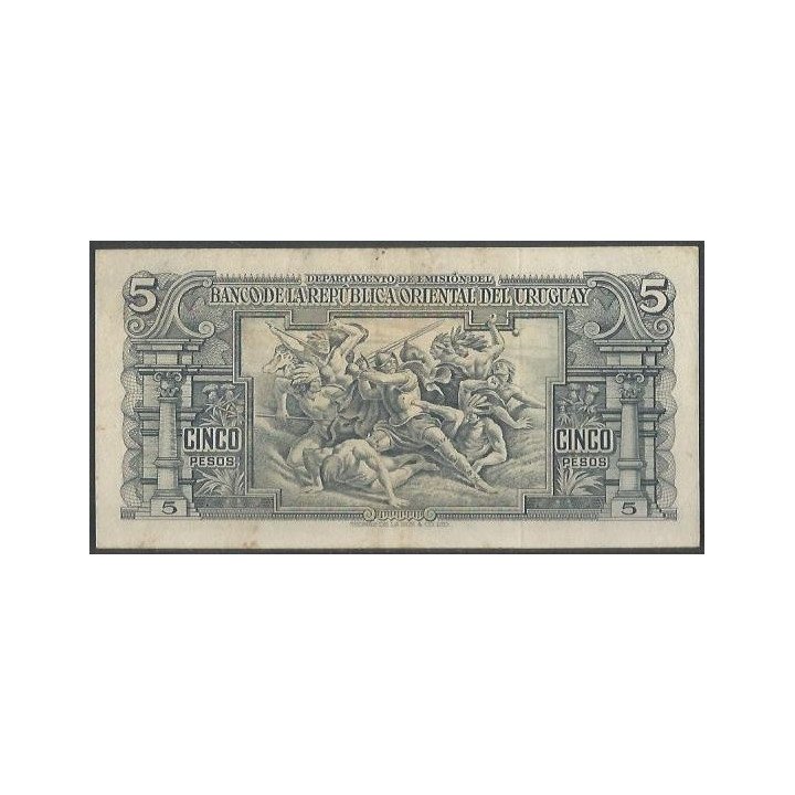 Uruguay 5 Pesos L1939 Serie C P36b reverso