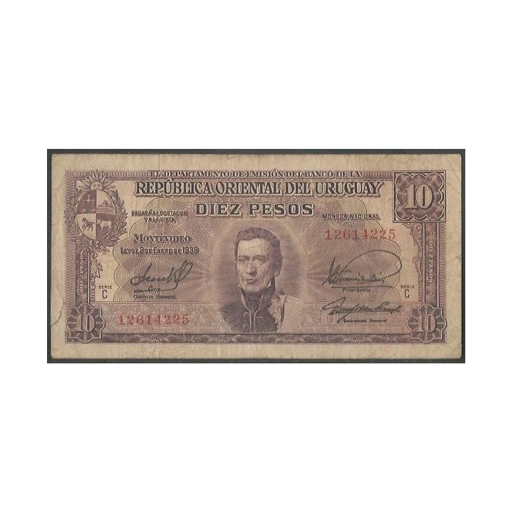 Uruguay 10 Pesos L1939 Serie C P37c