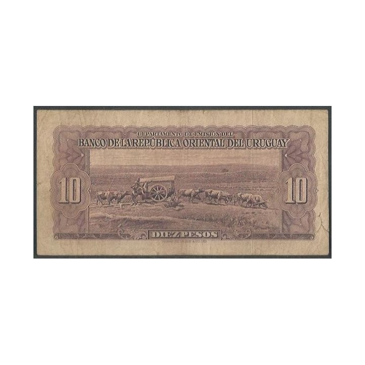 Uruguay 10 Pesos L1939 Serie C P37c reverso