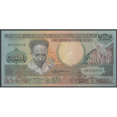 Suriname, 250 Gulden 9 Ene 1988 P134