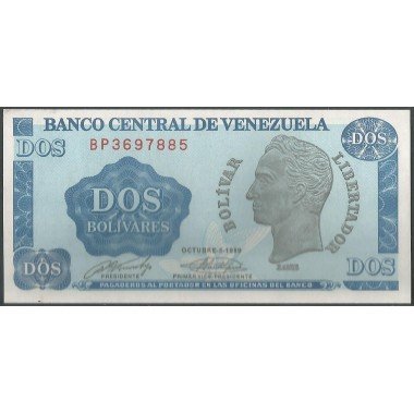 Venezuela, 2 Bolivares 5 Oct 1989 BP 7 Dig P69